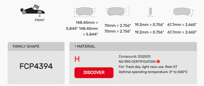 Ferodo Brake Pad Set FCP4394 for Porsche/Audi/BMW Motorsport Applications - Image 2