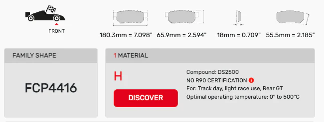 Ferodo Brake Pad Set FCP4416 for Porsche/Audi/BMW Motorsport Applications - Image 2