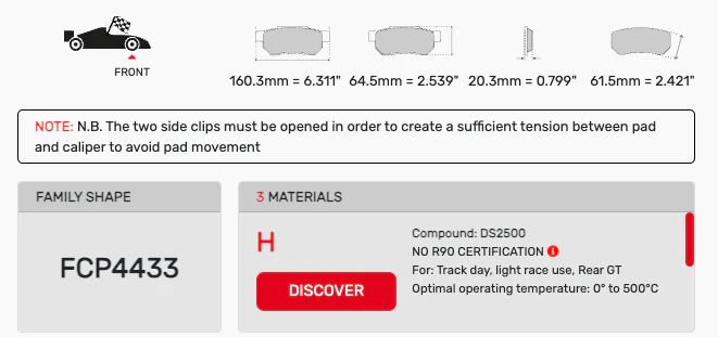 Ferodo Brake Pad Set FCP4434 for Porsche/Audi/BMW Motorsport Applications - Image 2