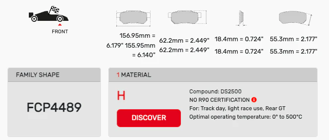 Ferodo Brake Pad Set FCP4489 for Porsche/Audi/BMW Motorsport Applications - Image 2
