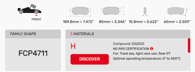 Ferodo Brake Pad Set FCP4711 for Porsche/Audi/BMW Motorsport Applications - Image 2