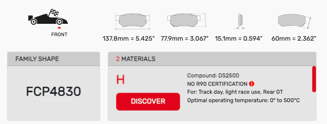 Ferodo Brake Pad Set FCP4830 for Porsche/Audi/BMW Motorsport Applications - Image 2