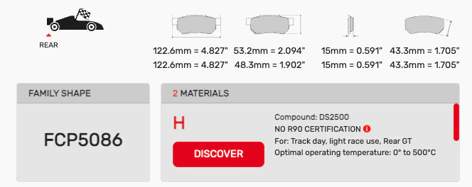 Ferodo Brake Pad Set FCP5086 for Porsche/Audi/BMW Motorsport Applications - Image 2