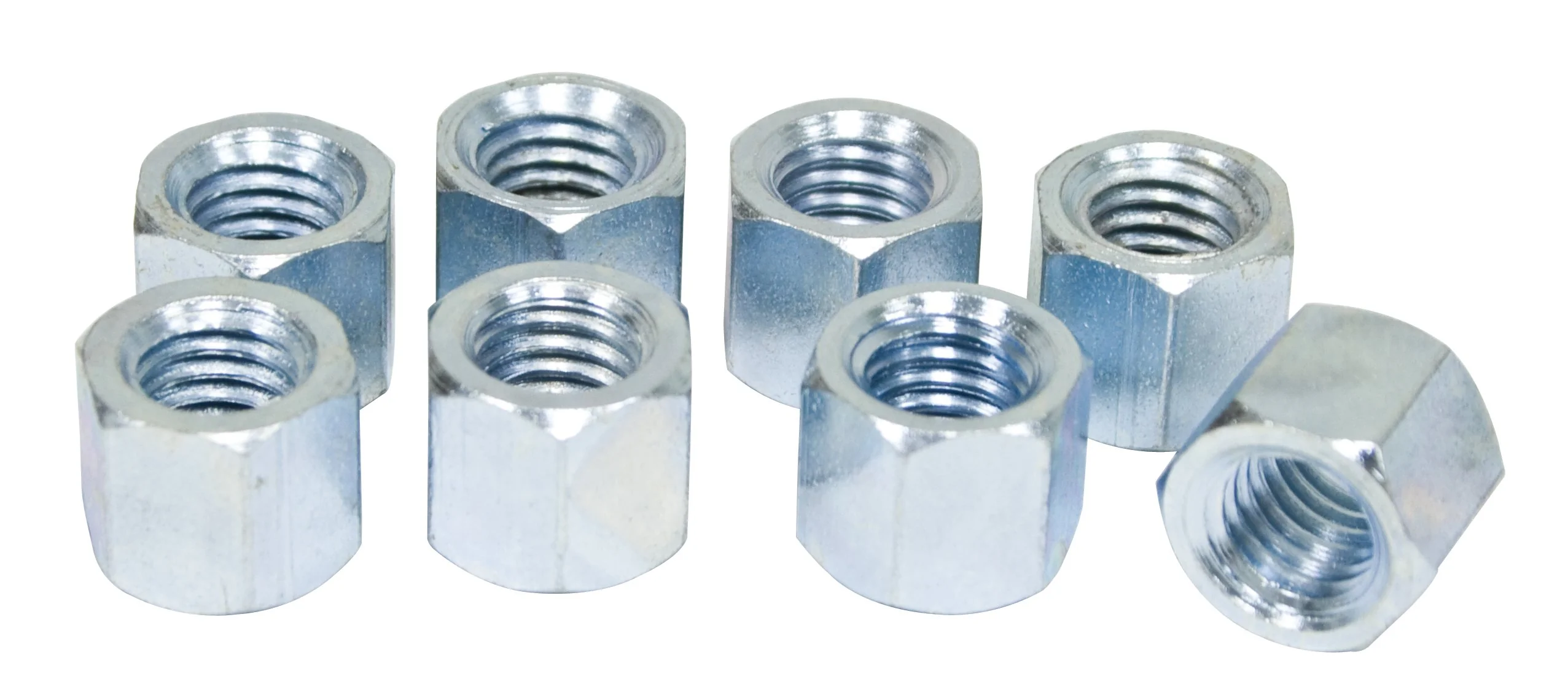 HD Racing Exhaust Nuts, Silver Zinc Plated, Set of 8, 8mm-1.25 Thread, 11mm Head