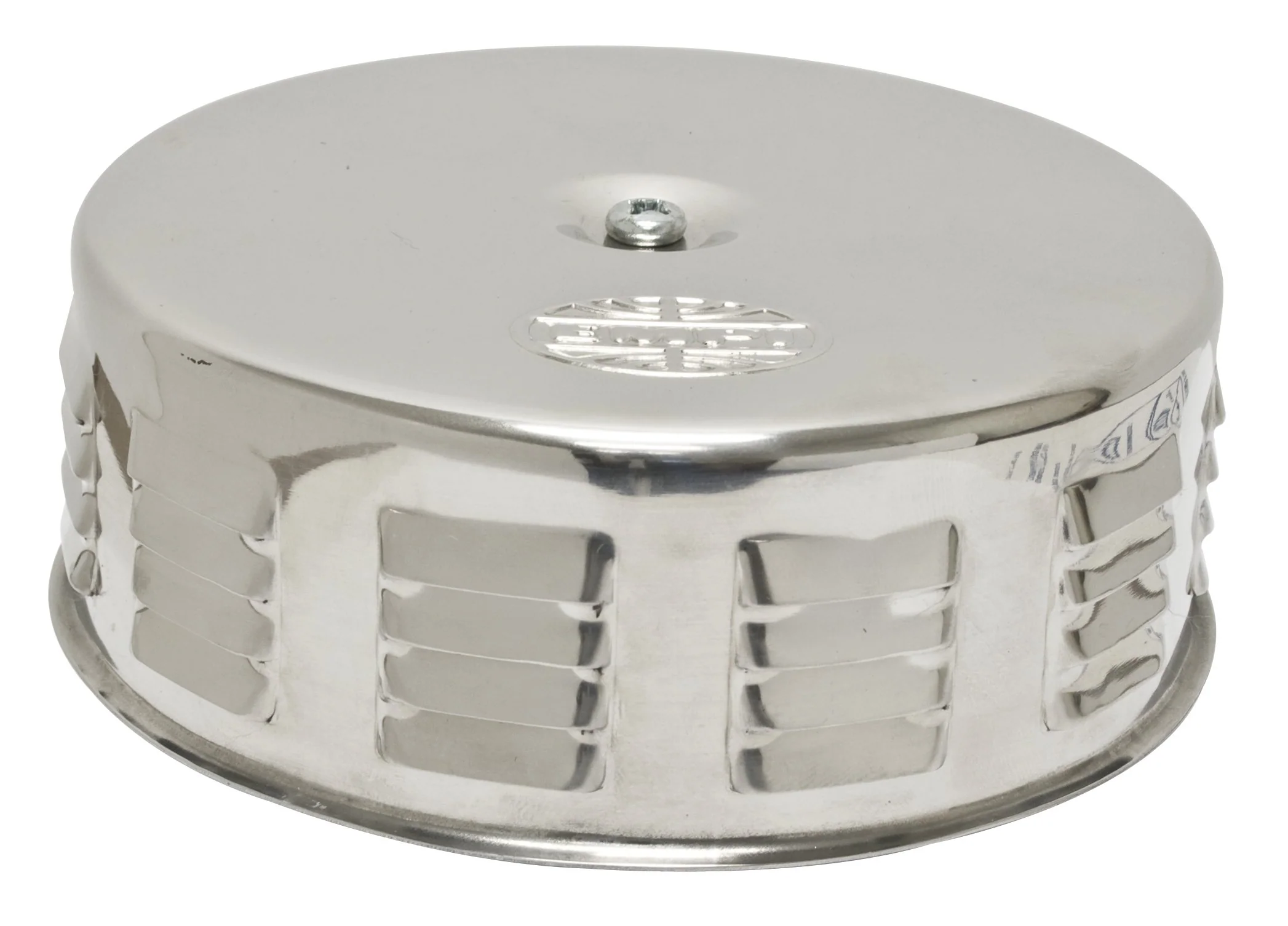 Louvered Air Cleaner for Stock VW Carb., 3" High, Foam with Mesh, (Stainless Steel Top with EMPI Logo)