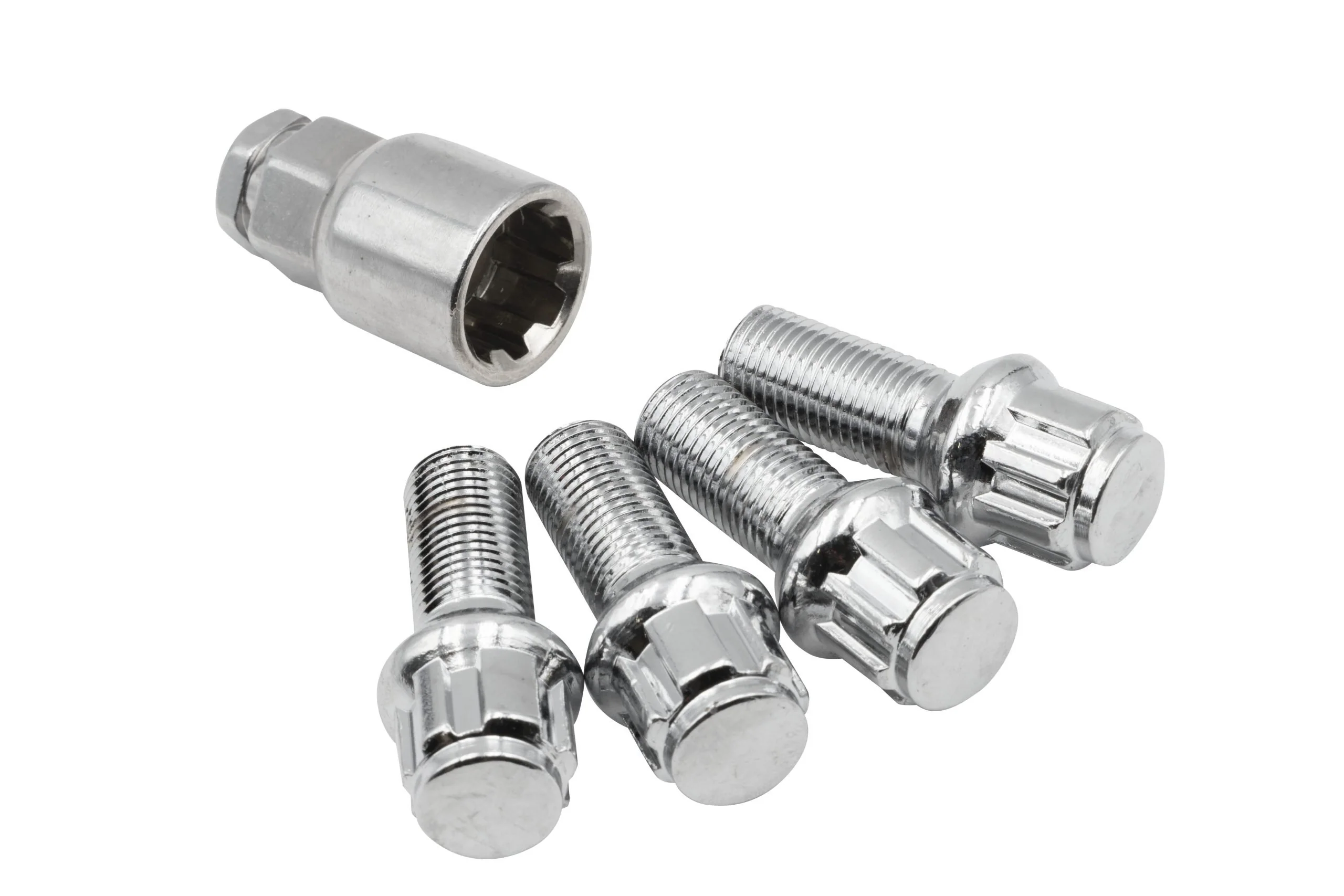 M14-1.5, VW Bolt Type, Ball Seat, 28mm Threaded Area, Set of 4