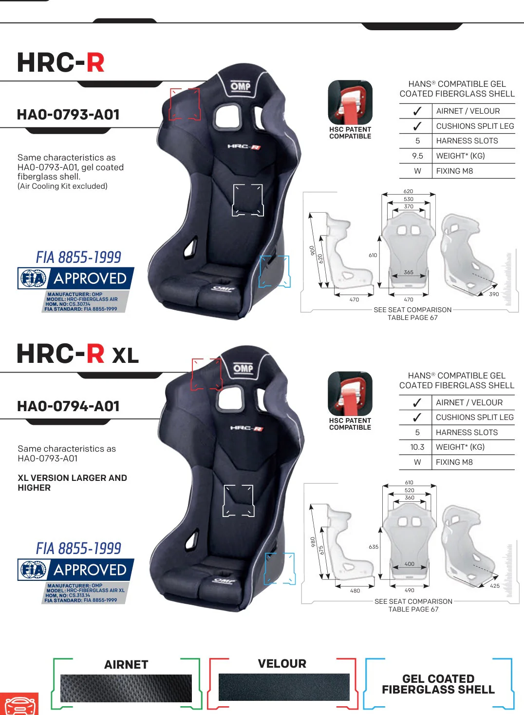 OMP HRC-R Fixed-Back Racing Seat - Image 2