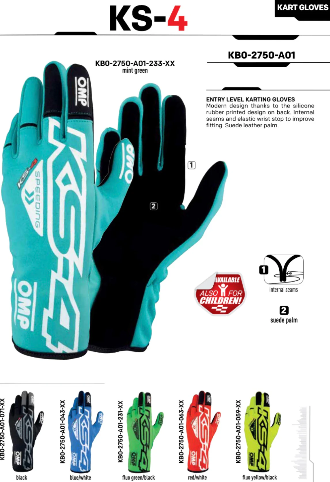 OMP KS-4 Kart Racing Gloves - Image 8
