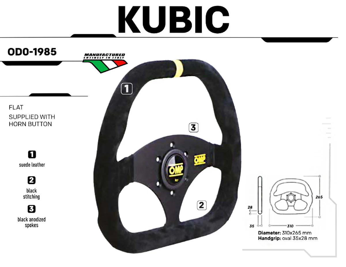 Competition Motorsport OMP Kubic Steering Wheel – Flat Top 310x265mm Racing Wheel With Anatomic Grip - Image 3