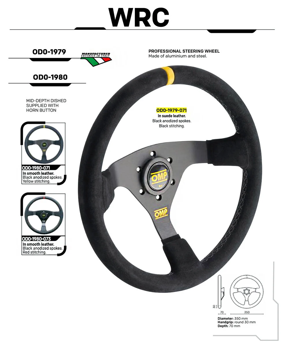 OMP WRC Steering Wheel – 350mm, 70mm Dish - Image 4