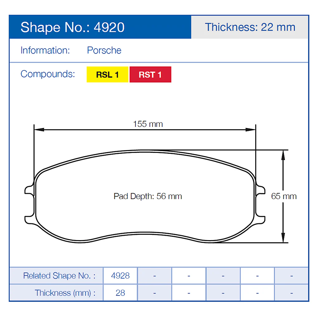 Pagid Racing Front/Rear Brake Pad Set No. 4920 for Porsche 991 - Image 2