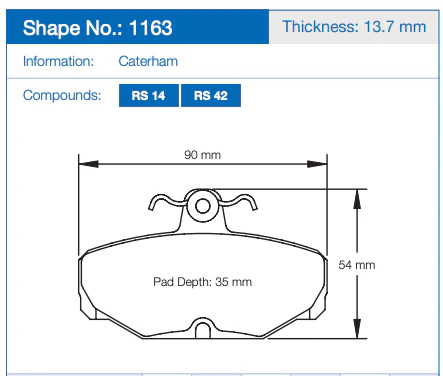 Pagid Racing Rear Brake Pads for Caterham Seven Range - Image 2