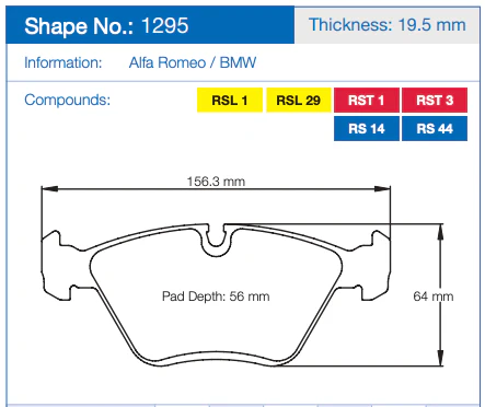 Pagid Racing Front Brake Pad Set No. 1295 - Image 3