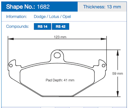Pagid Racing Rear Brake Pad Set No. 1682 - Image 2