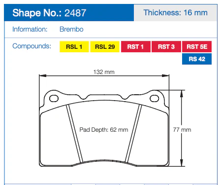 Pagid Racing Front Brake Pad Set No. 2487 - Image 2
