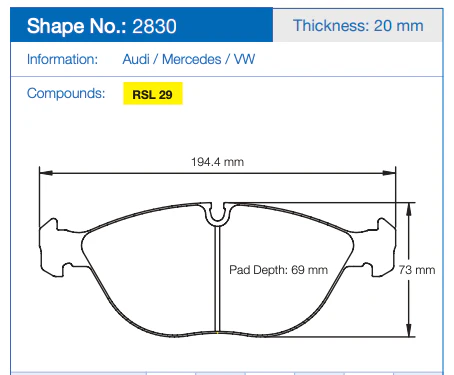 Pagid Racing Front Brake Pads for Audi RS4 quattro Avant [B5] - Image 2