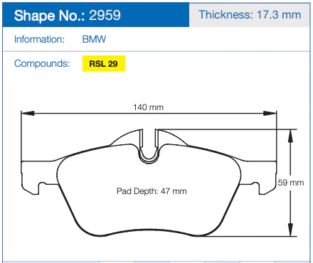 Pagid Racing Front Brake Pads for BMW Mini Cooper - Image 2