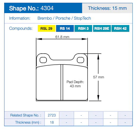 Pagid Racing Front/Rear Brake Pads for Porsche 356/914/912/911 - Image 2