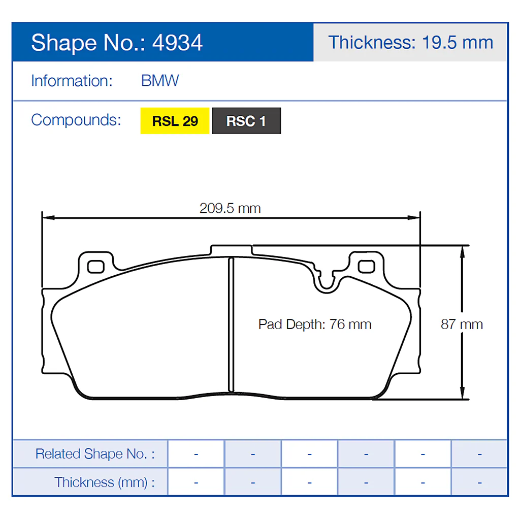 Pagid Racing Front Brake Pad Set No. 4934 - Image 2
