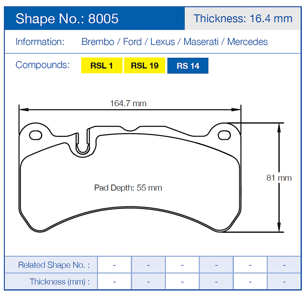 Pagid Racing Front Brake Pad Set No. 8005 - Image 2