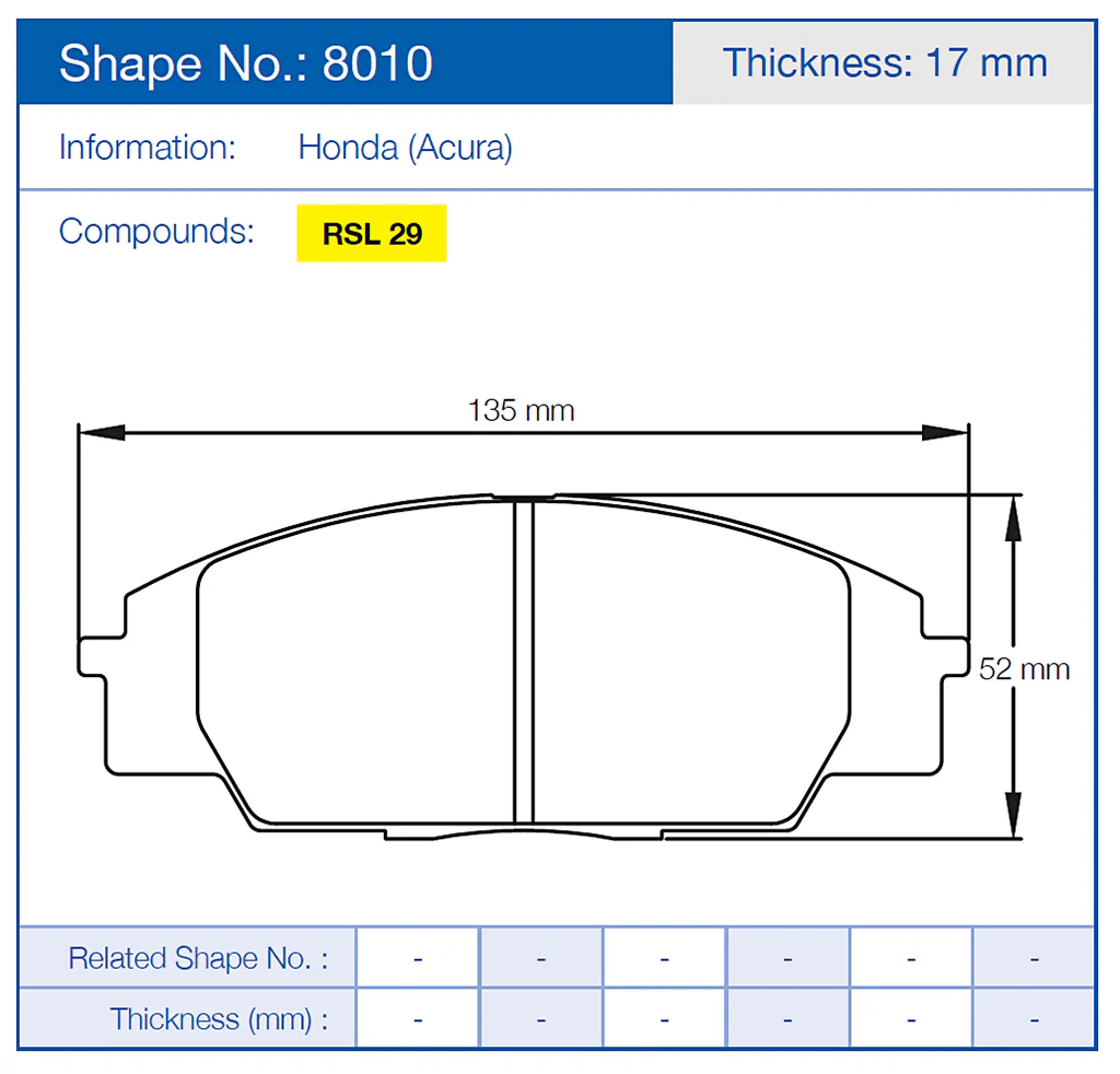 Pagid Racing Front Brake Pad Set No. 8010 for Honda/Acura Civic Type R/S2000/RSX/S2000 (AP1 & AP2) - Image 2