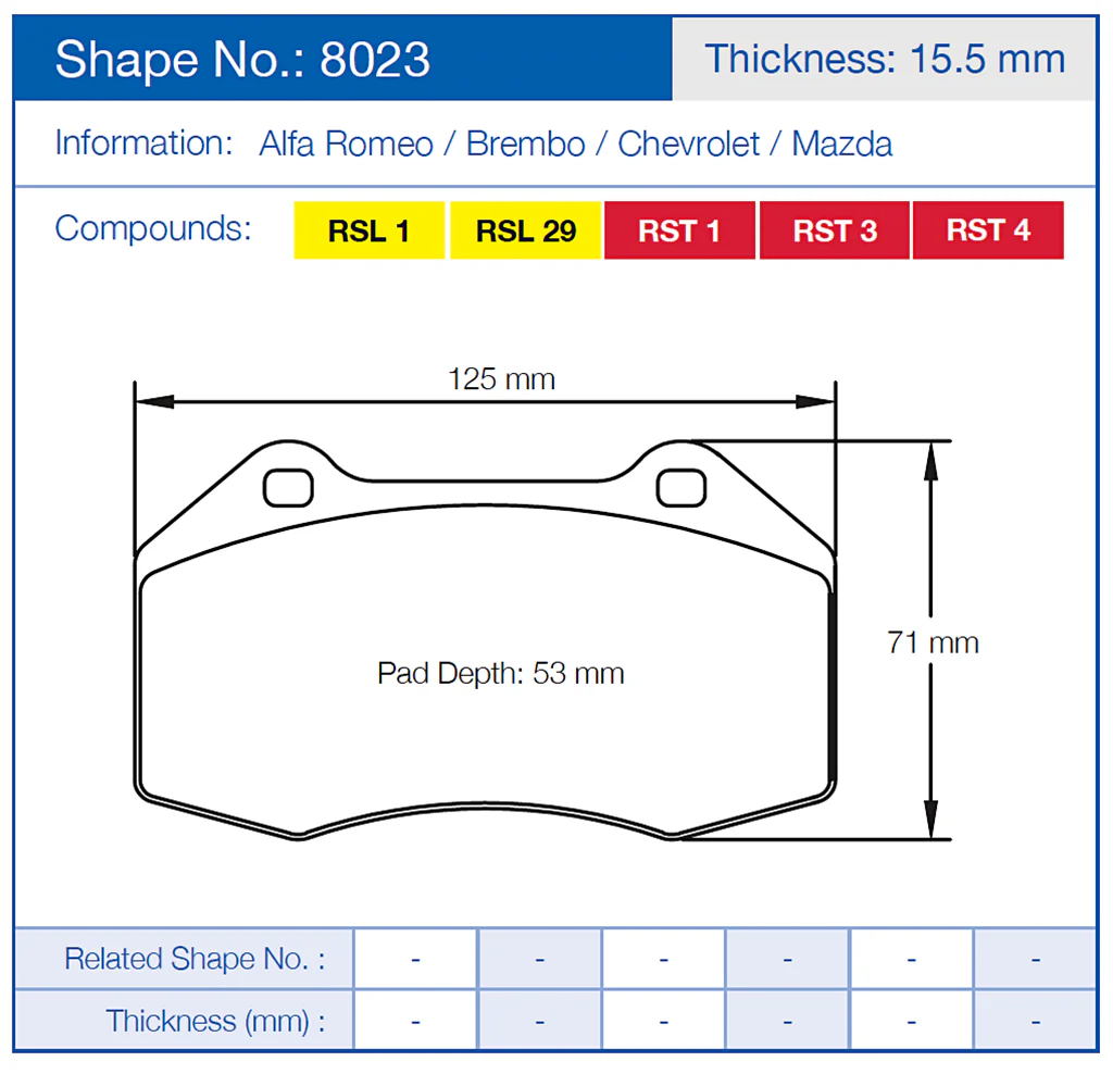 Pagid Racing Front Brake Pad Set No. 8023 - Image 2