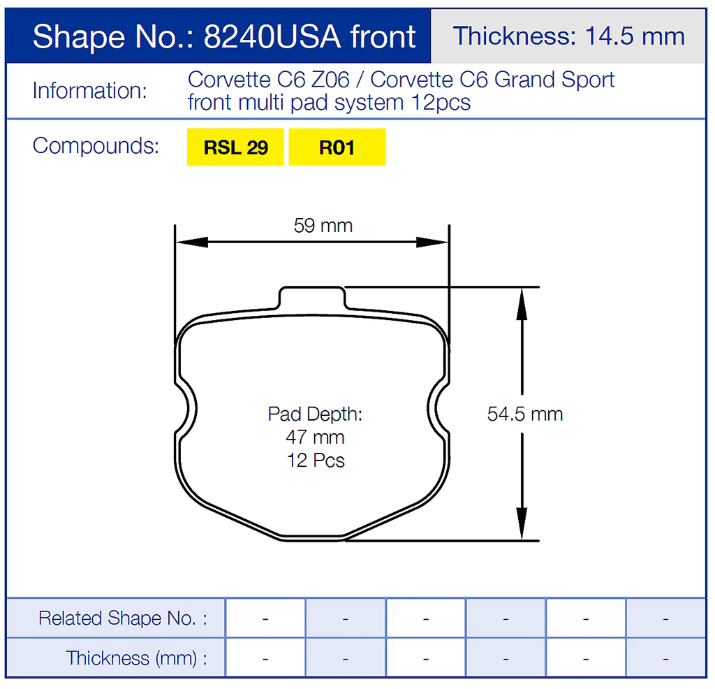 Pagid Racing Front Brake Pad Set No. 8240 - Image 2