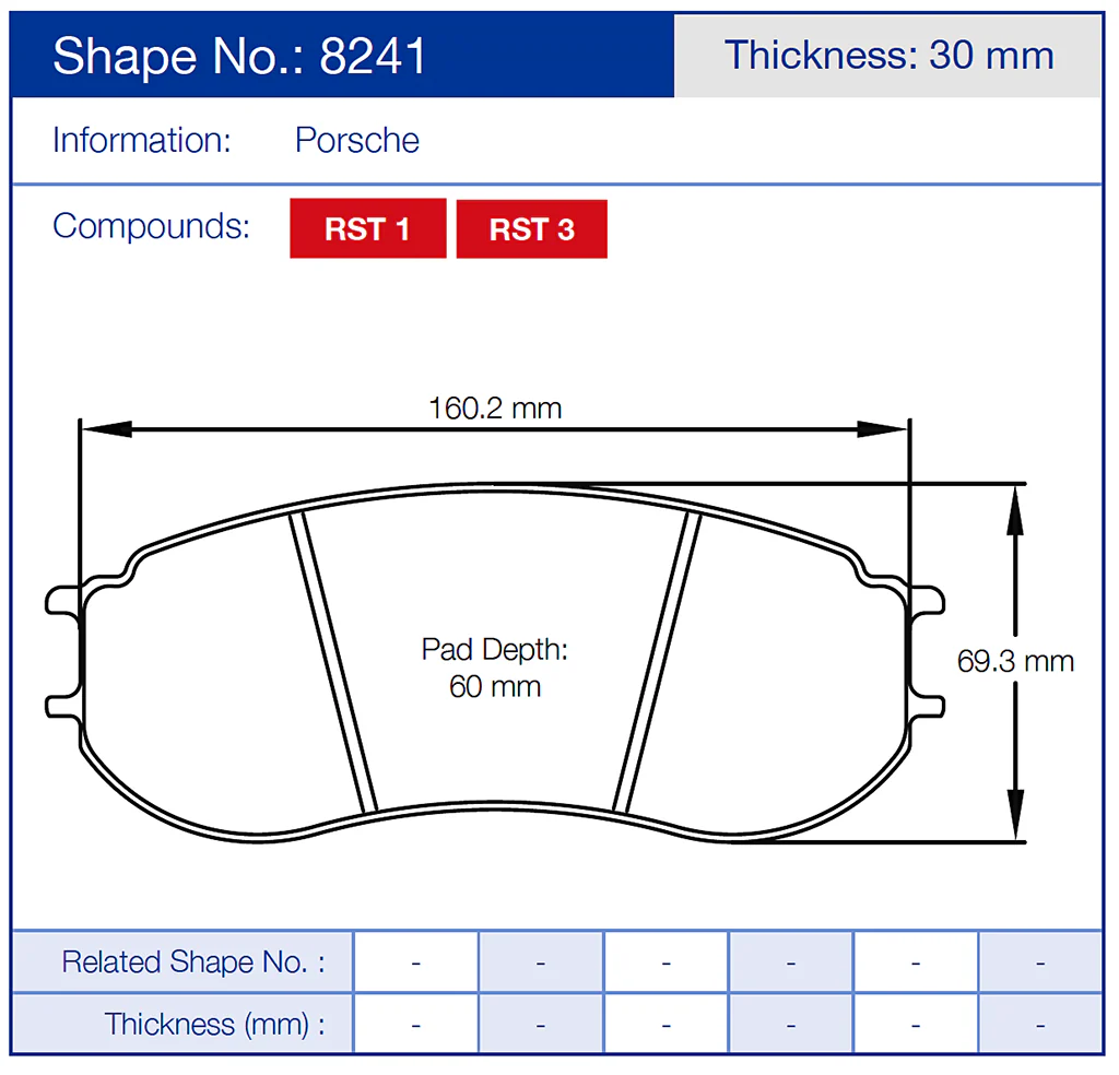 Pagid Racing Front Brake Pad Set No. 8241 RST1 for Porsche 991 - Image 2