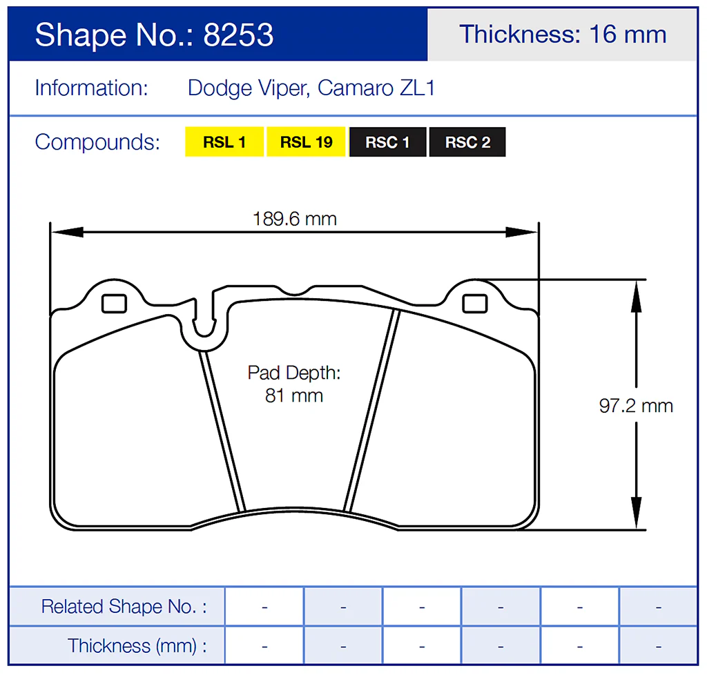 Pagid Racing Front Brake Pad Set No. 8253 - Image 2