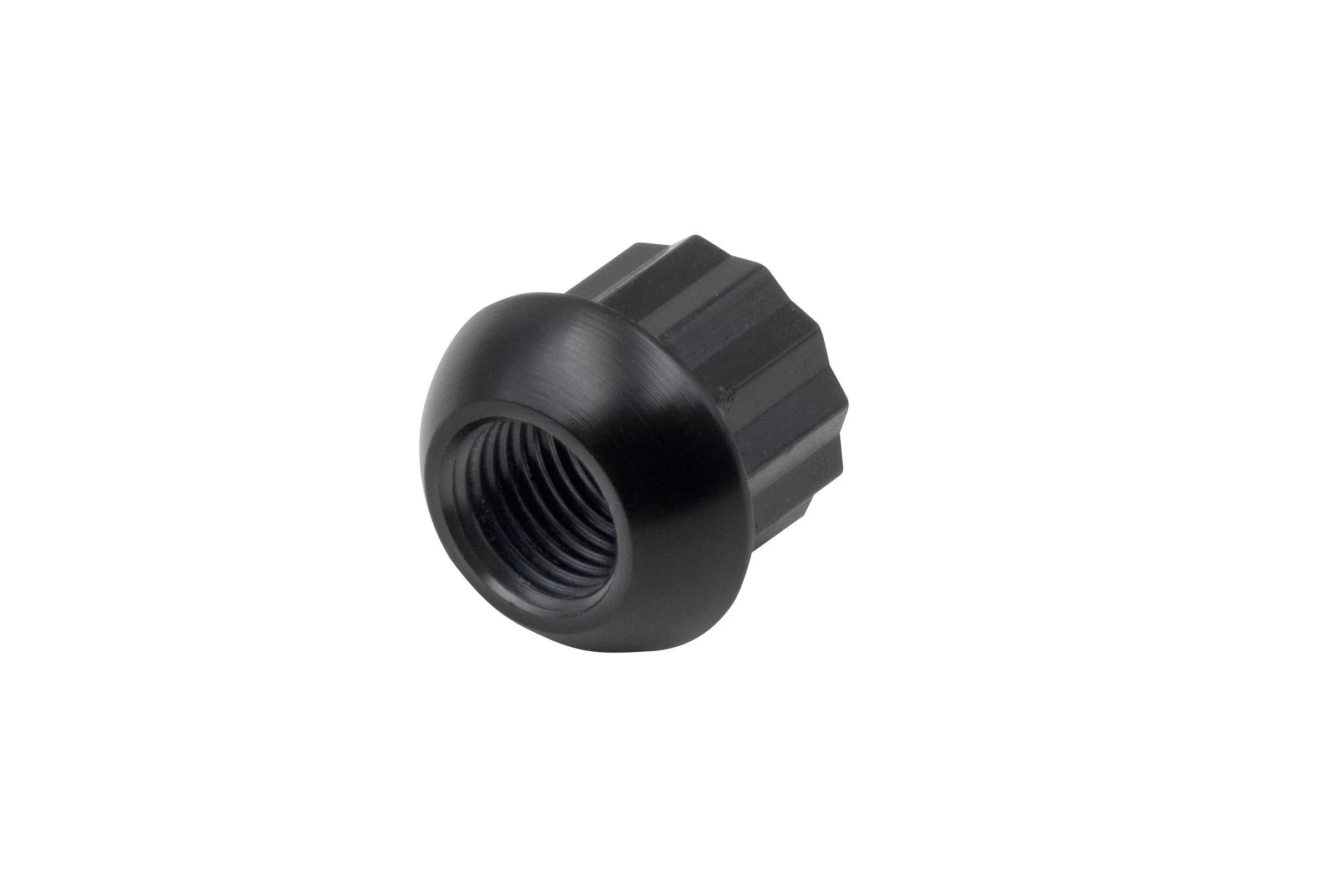 12 Point Porsche Style Alloy Lug Nuts, Black, Ball Seat, M14x1.5, Bulk, Each