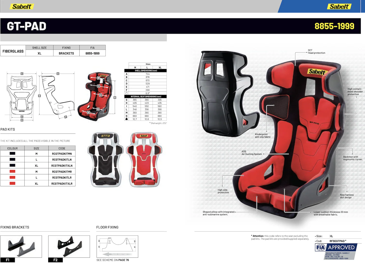 Sabelt GT-Pad Fixed-Back Racing Seat - Image 7