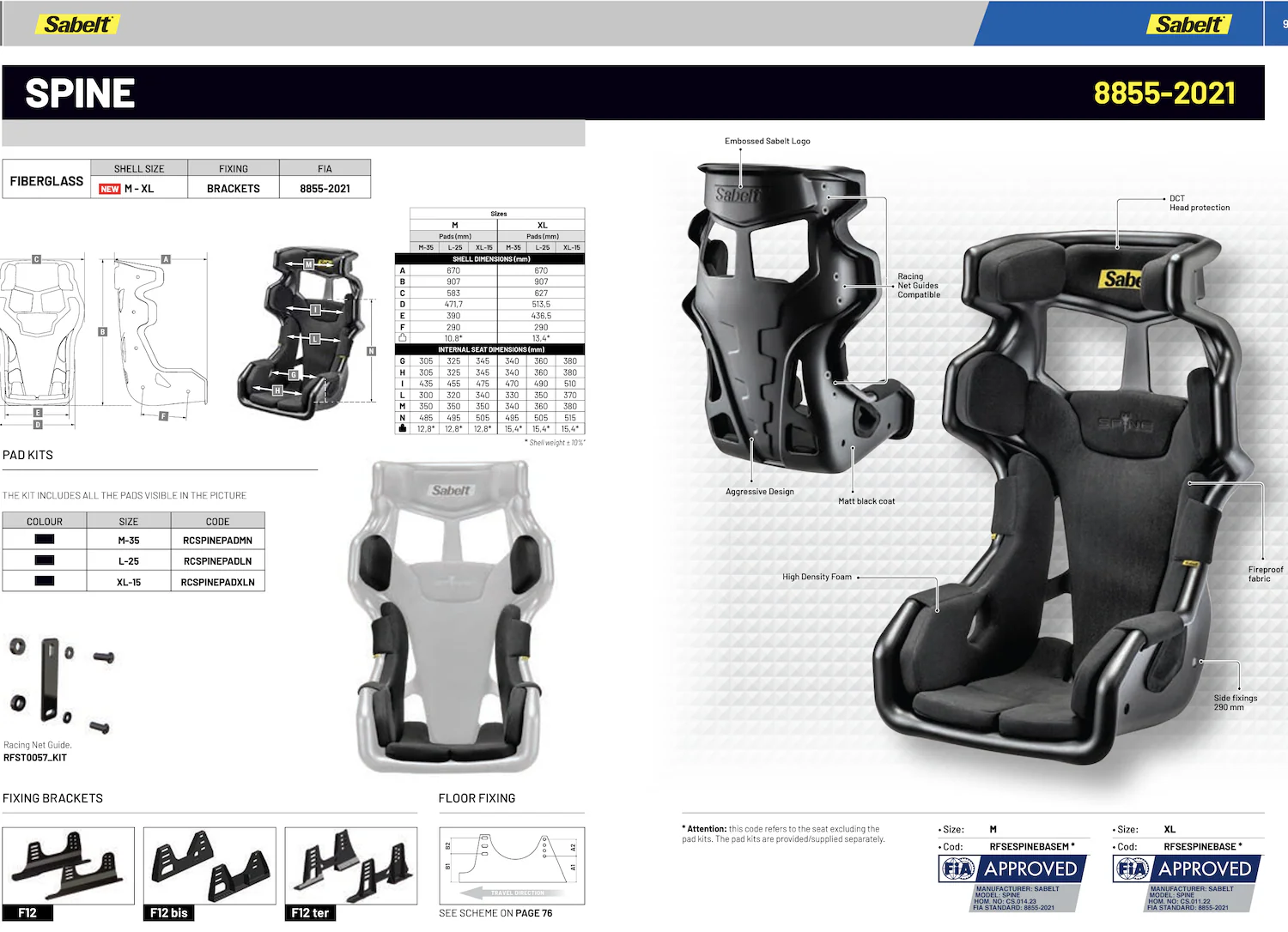 Competition Motorsport Sabelt Gt-spine Racing Seat FIA 8855-2021 - Image 7