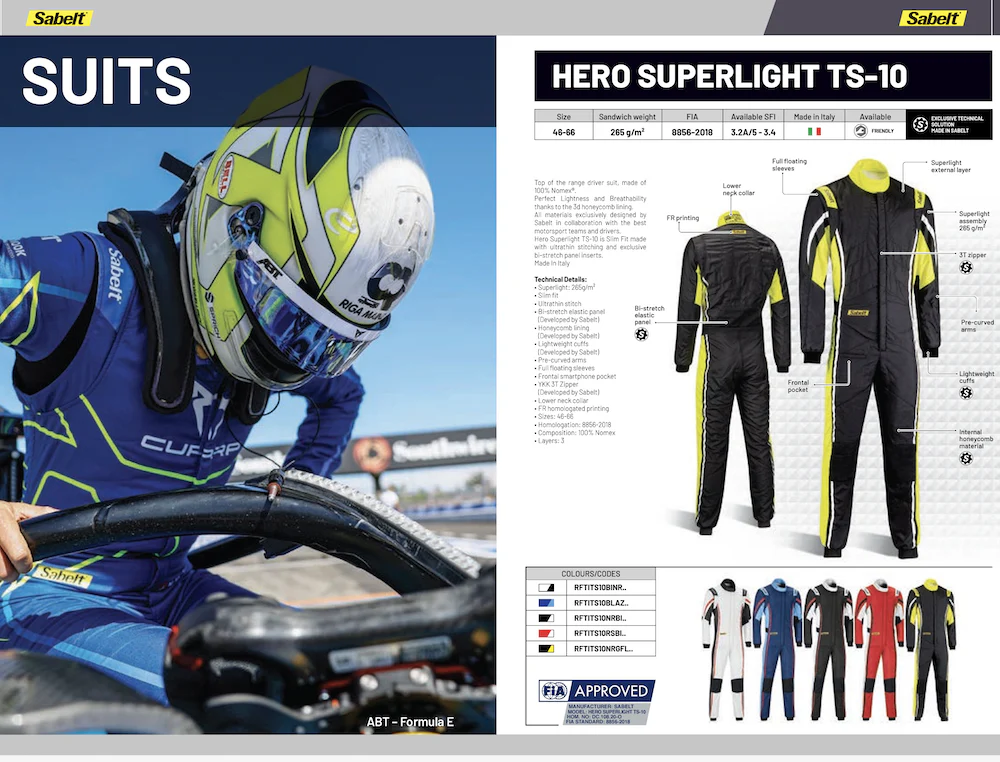 Competition Motorsport Sabelt Hero Superlight TS-10 Driver FIA Racing Suit - Image 7