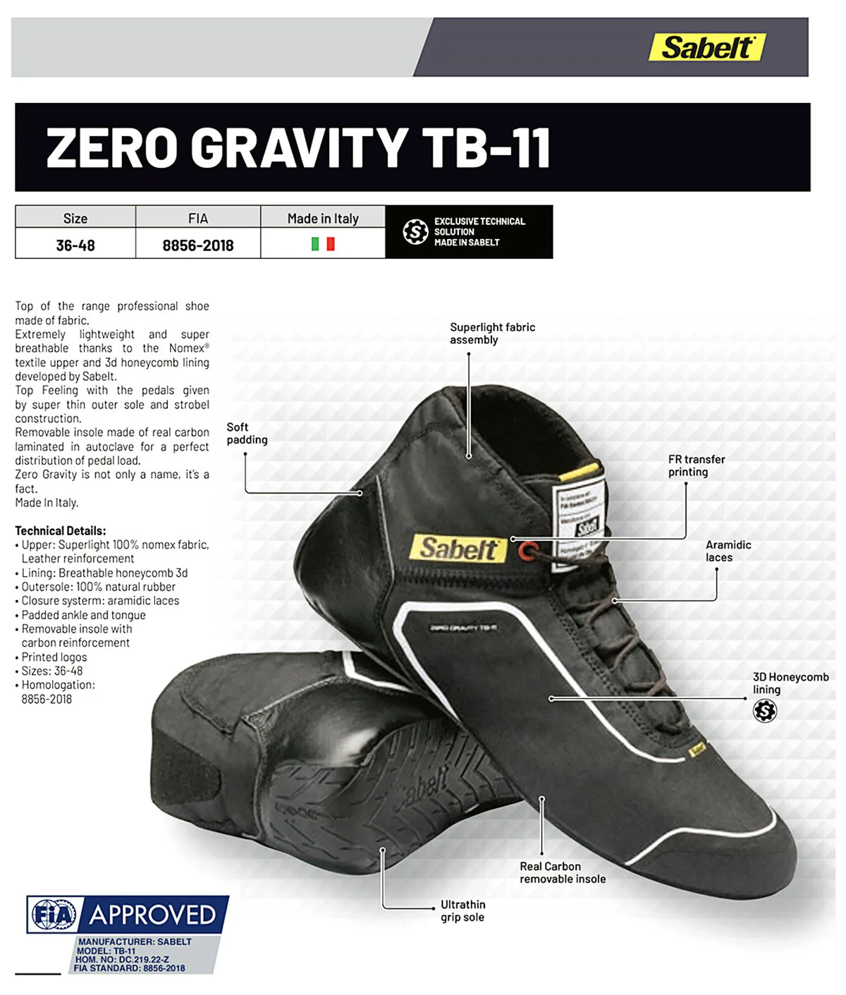 Sabelt TB-11 Zero Gravity Racing Shoess - Image 3