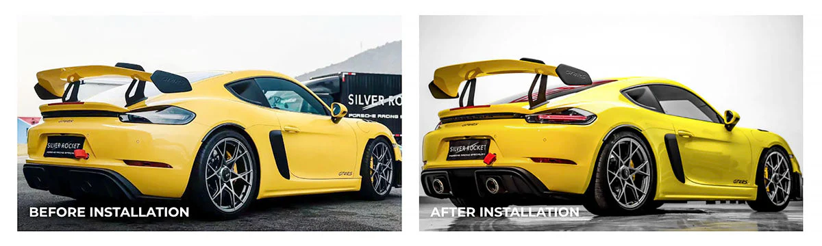 SilverRocket Dry Carbon 3-Inch Wing Risers for Porsche Track Applications GT4 RS - Image 11