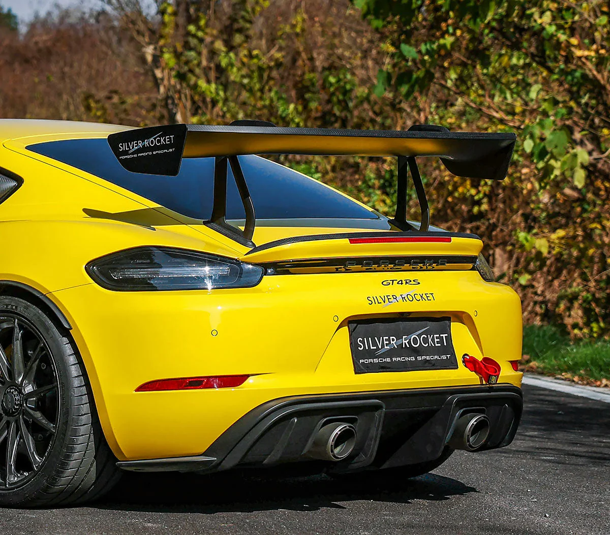 SilverRocket Dry Carbon 3-Inch Wing Risers for Porsche Track Applications GT4 RS - Image 4