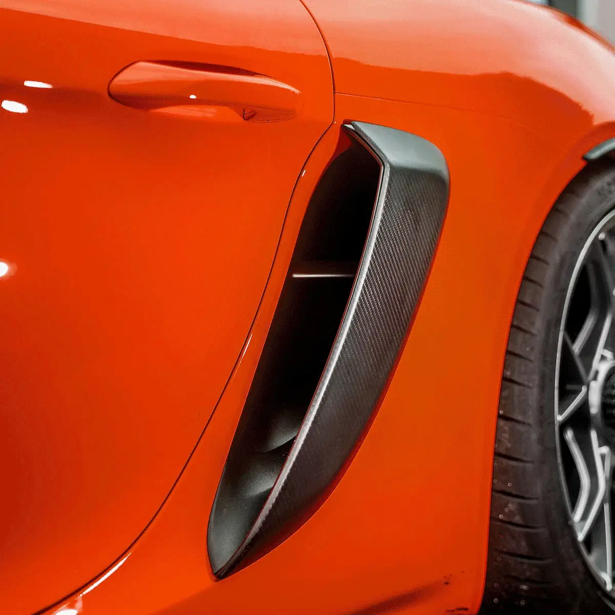 SilverRocket Dry Carbon Rear Side Air Intake Covers for Porsche 718 GT4/GT4 RS - Image 3
