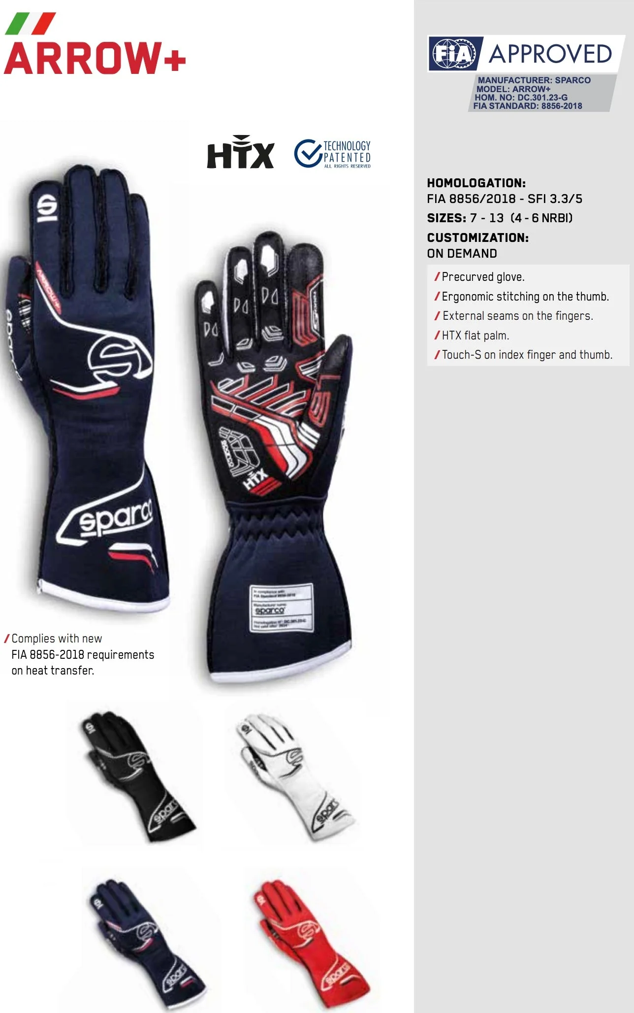 Sparco Arrow+ Nomex Racing Gloves, FIA 8856-2018 - Image 10