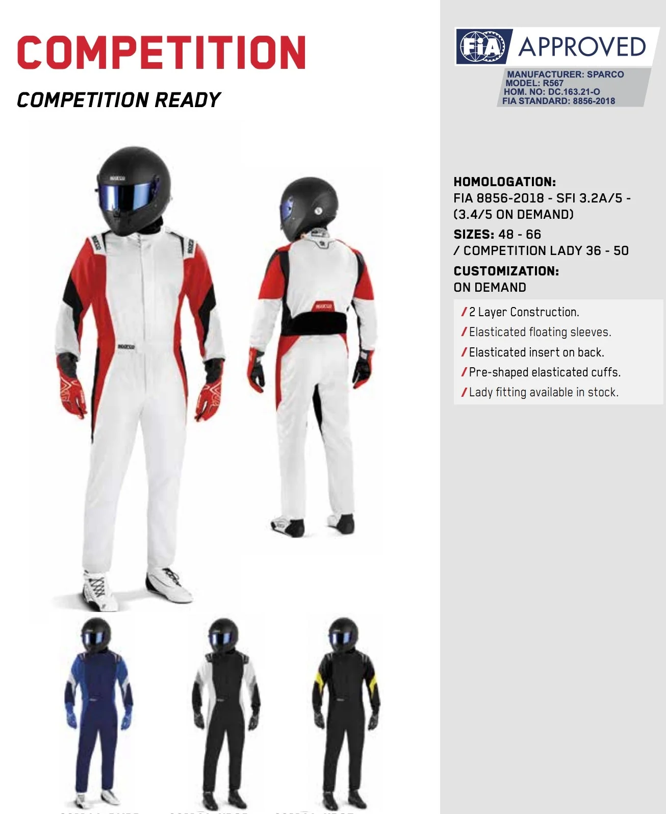 Competition Motorsport Sparco Competition Driver FIA Racing Suit - Image 11