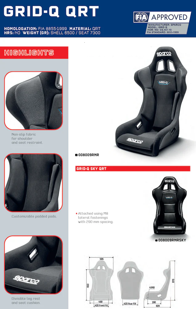 Sparco Grid Q Fixed-Back Racing Seat - Image 2