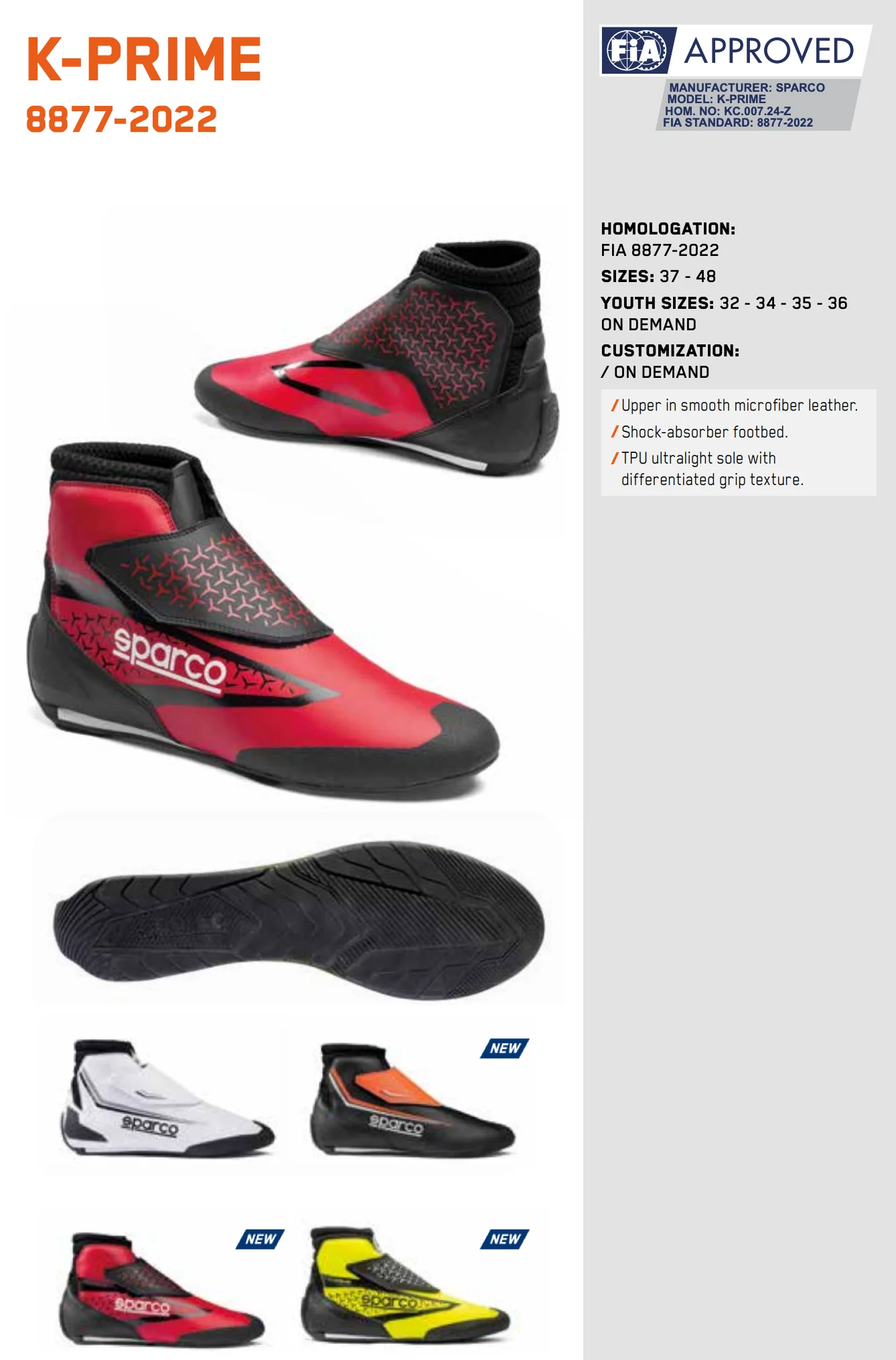 Sparco K-Prime Kart Racing Shoess, FIA 8877-2022 - Image 6