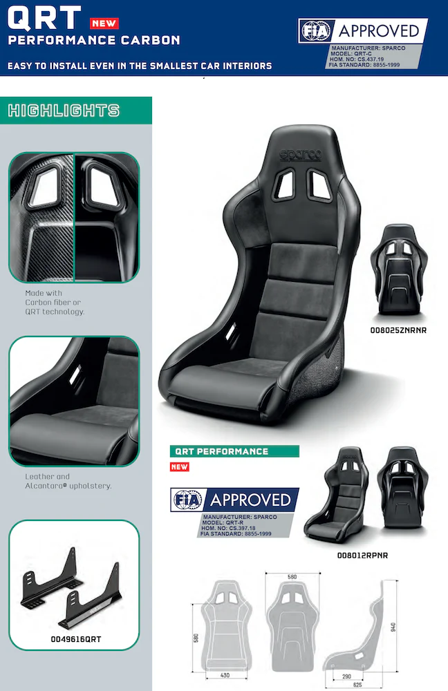 Competition Motorsport Sparco QRT-C Performance Carbon Fiber Racing Seat - Image 2