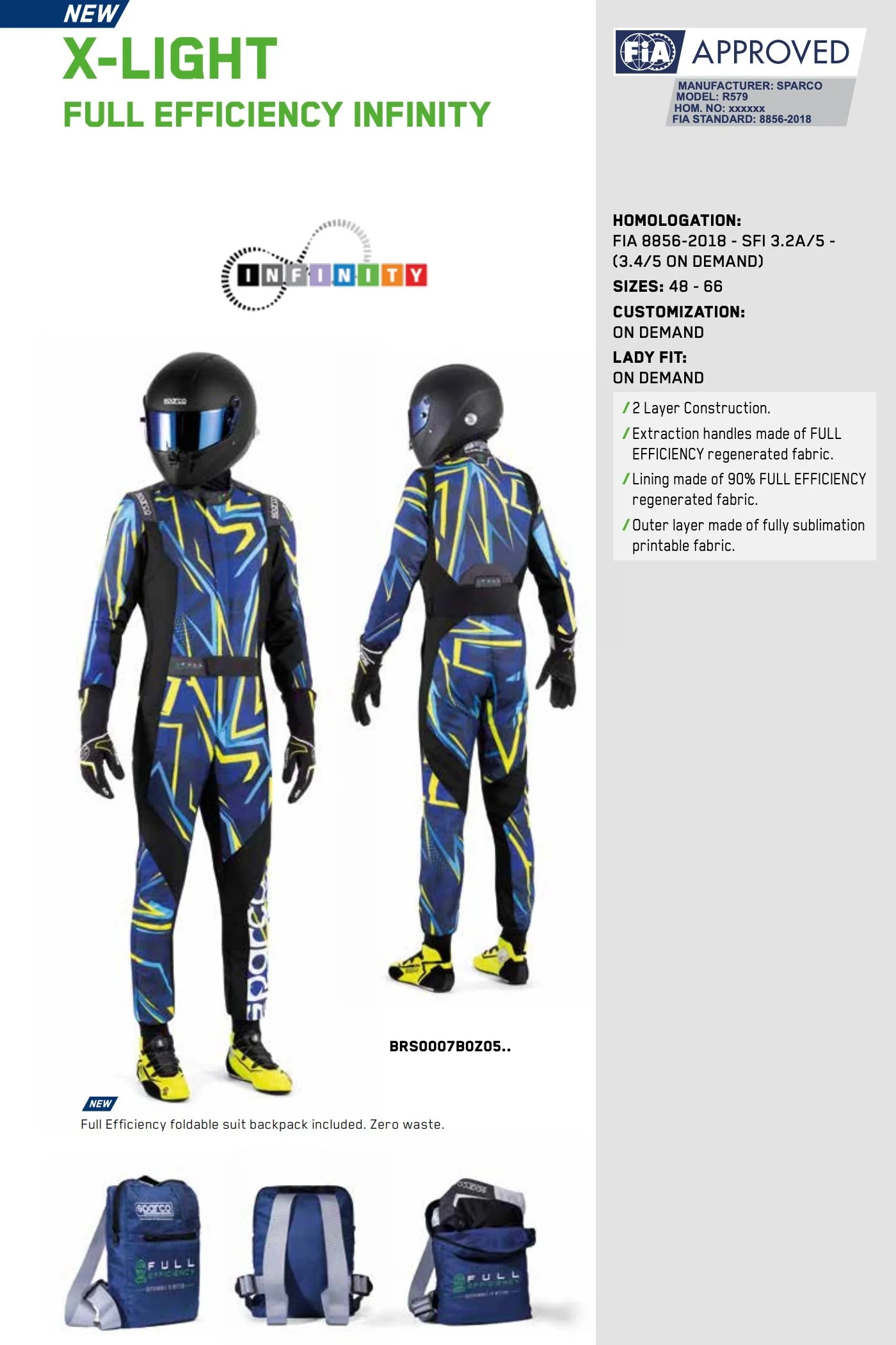 Sparco X-Light FE Infinity Driver Race Suit, FIA Rated - Image 4
