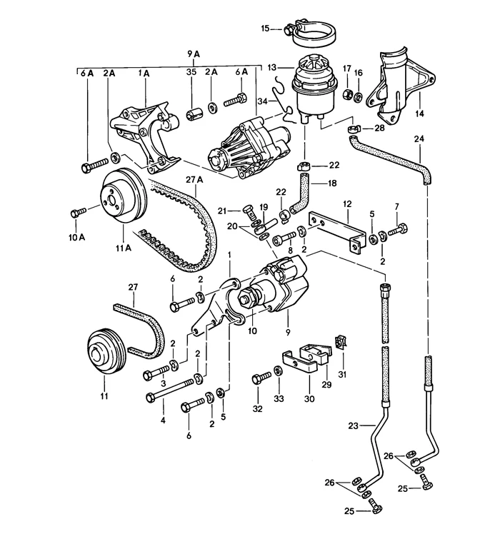 Power Steering Pressure Hose for Porsche 928 (1985-86) - Image 2