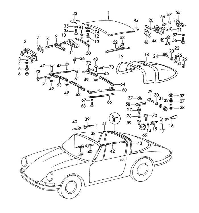 URO Parts Roof Seal for Porsche 911/912 (1965–1969) - Image 3