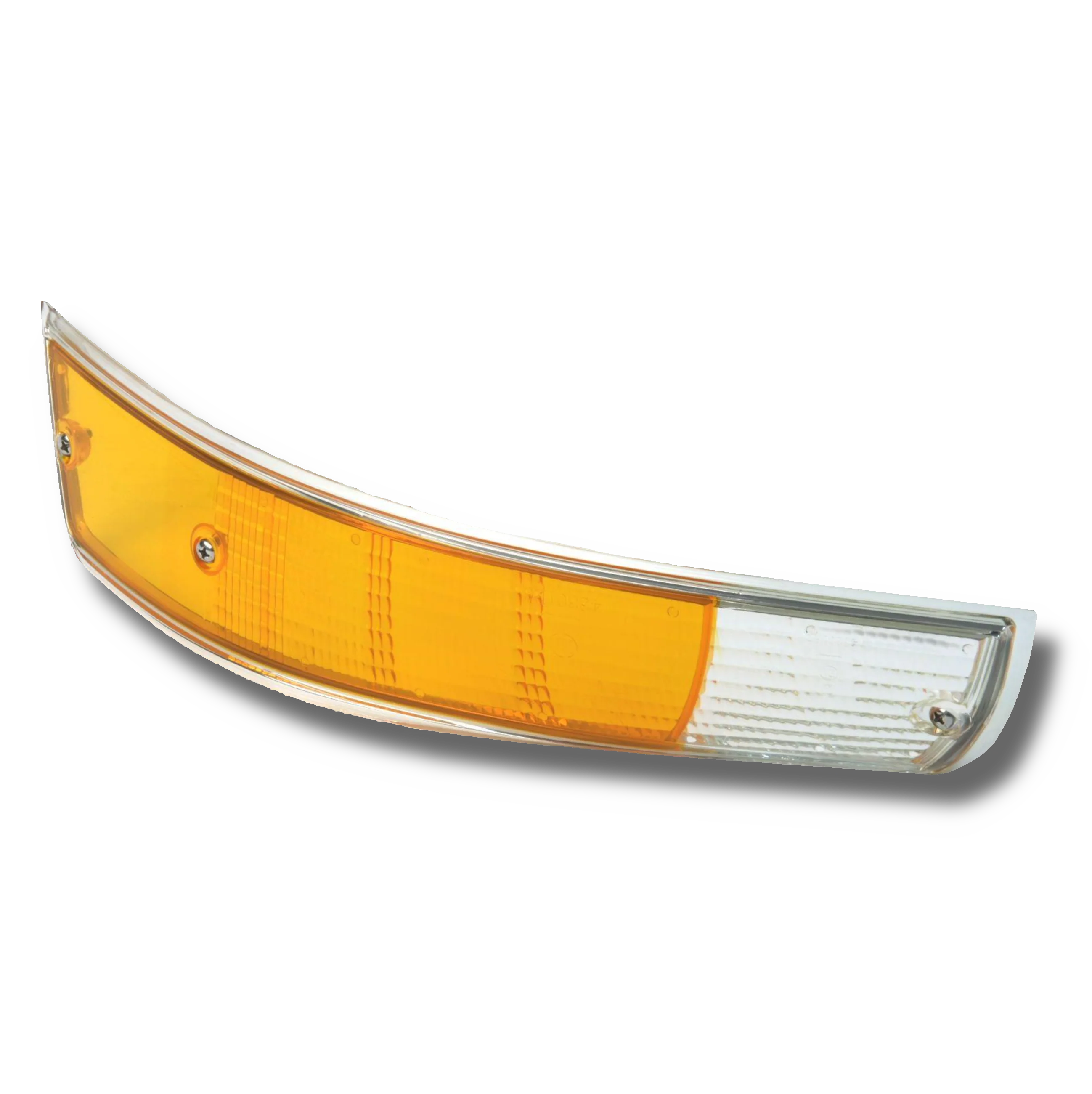 Front Left Amber and Clear USA Spec Turn Signal Lens w/ Chrome Trim for Porsche 911, 912 (1969-71)